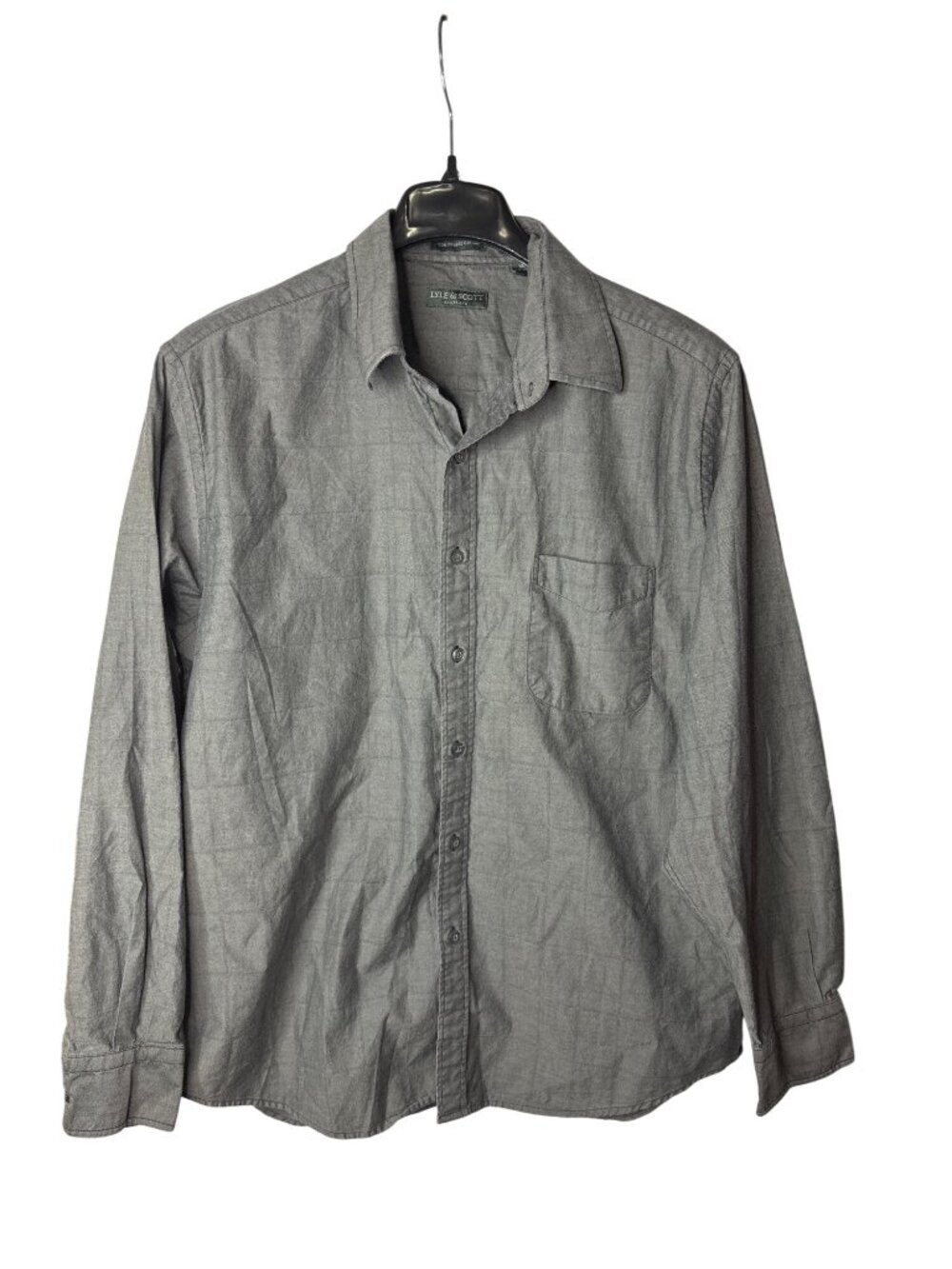 Lyle & Scott Scotland Combed Cotton Mens Button Front Shirt Size XL Grey Plaid